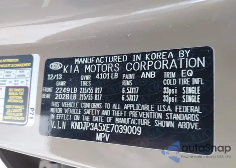 2014 Kia Soul + из США, поврежденный, VIN KNDJP3A5XE7039009